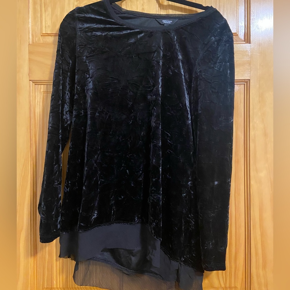 Crushed velvet tunic top Vera wang long sleeve